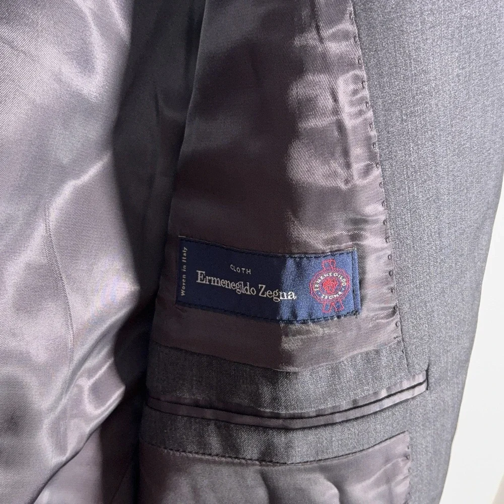 Saks Fifth Avenue Black Blazer Mens 42 Gray Ermenegildo Zegna Cloth Sport Coat
